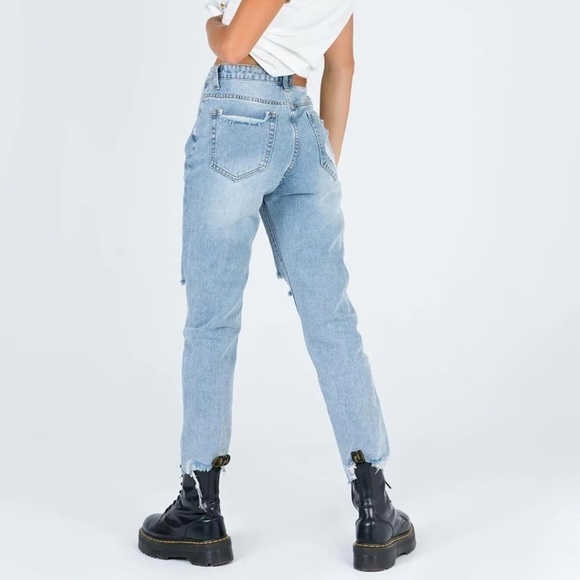 Princess Polly BEHATI STRAIGHT LEG JEANS LIGHT WASH DENIM SZ 4 - Picture 2 of 8